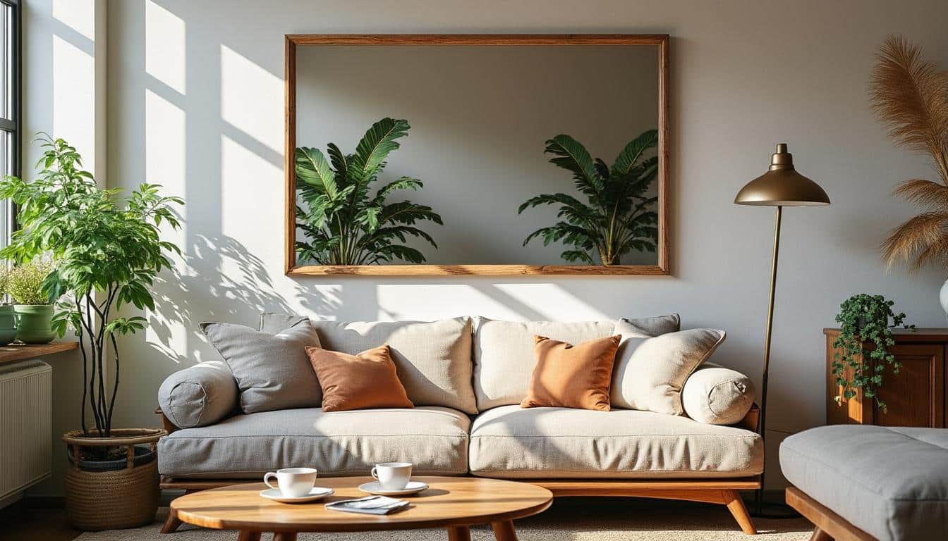 Des idées de décoration avec un miroir mural dans le salon